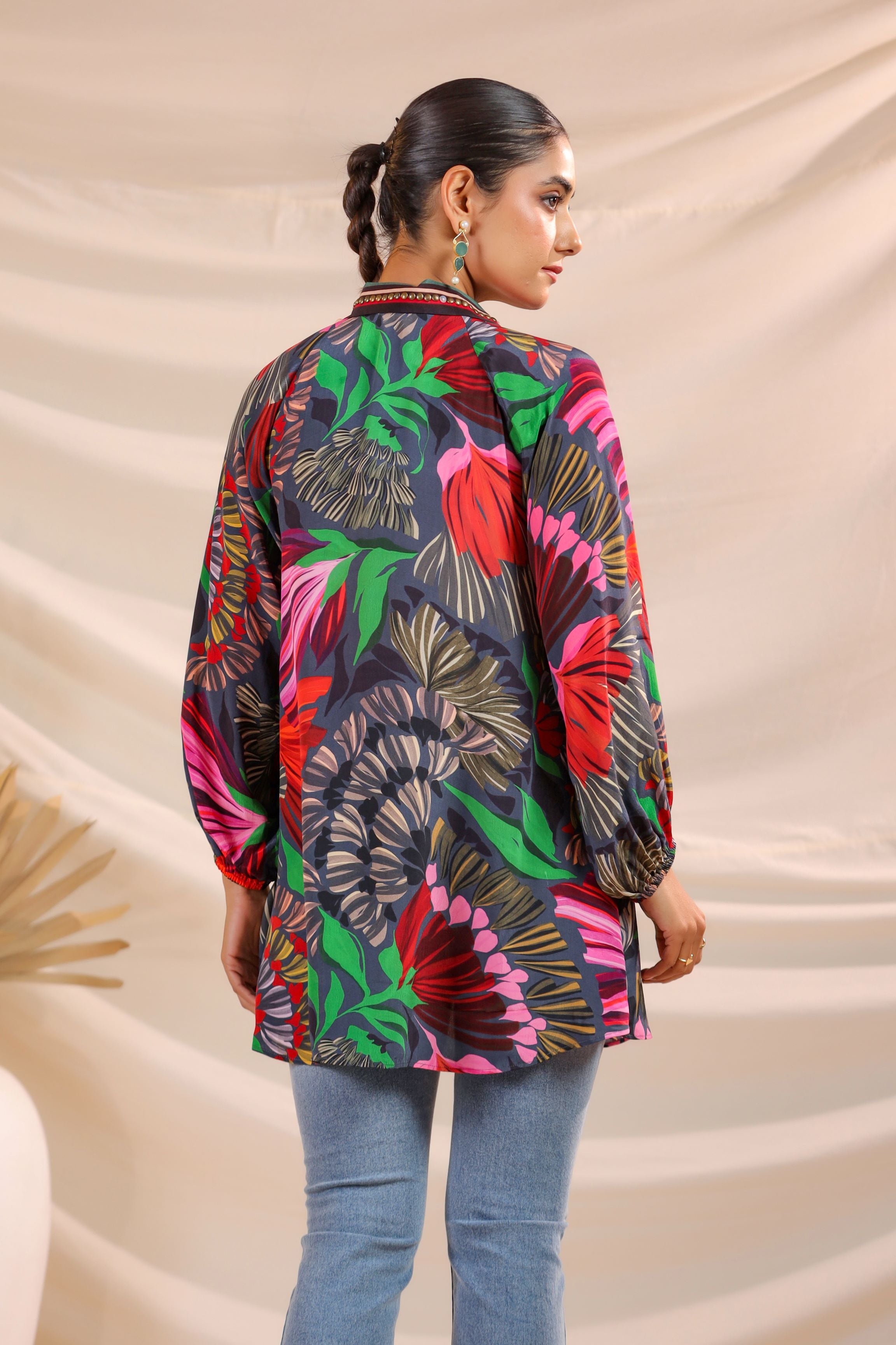 Floral Fantasy Printed Crepe Silk Shirt