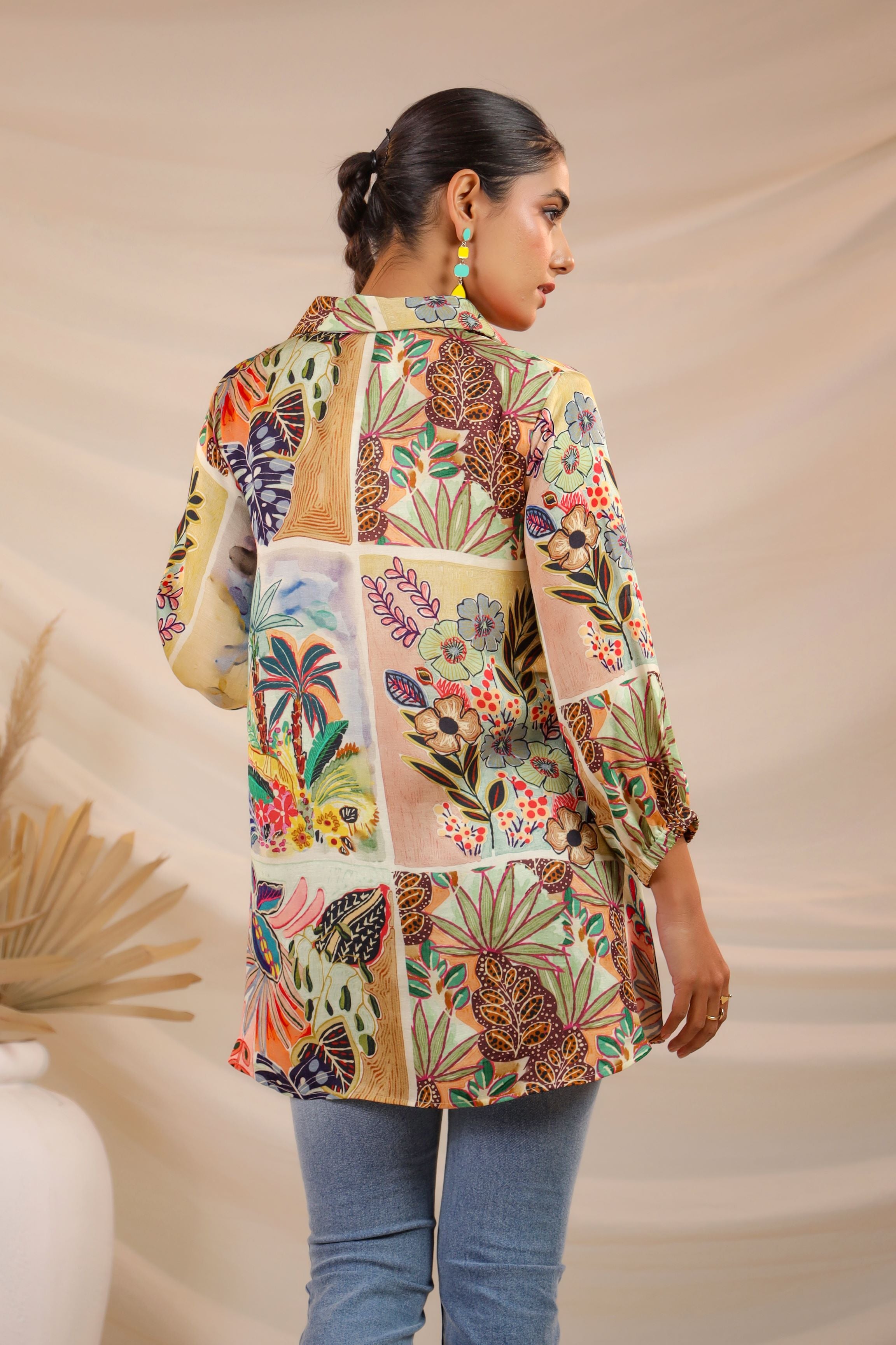 Beach Vibes Printed Linen Satin Shirt