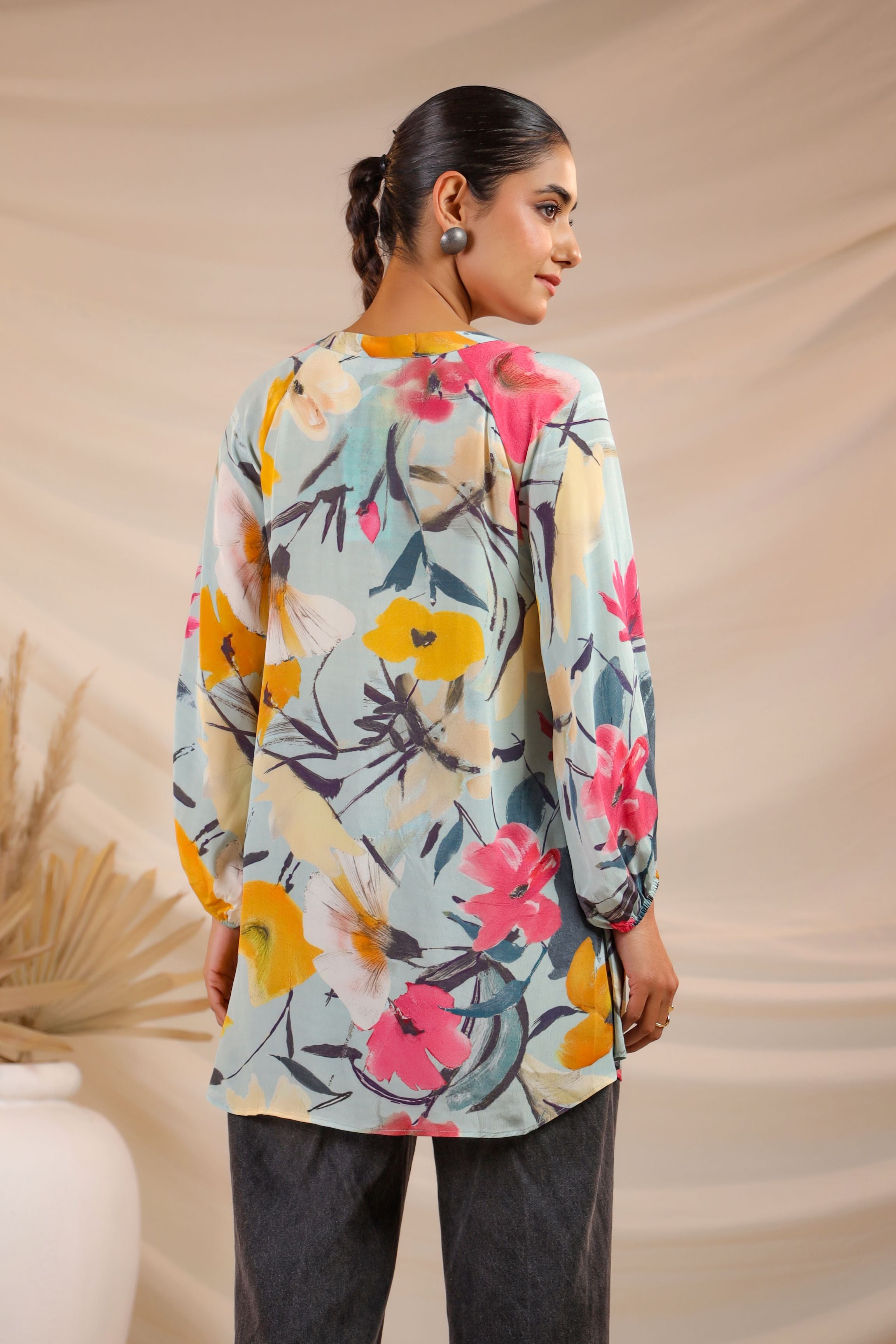 Floral Story Printed Crepe Silk Shirt