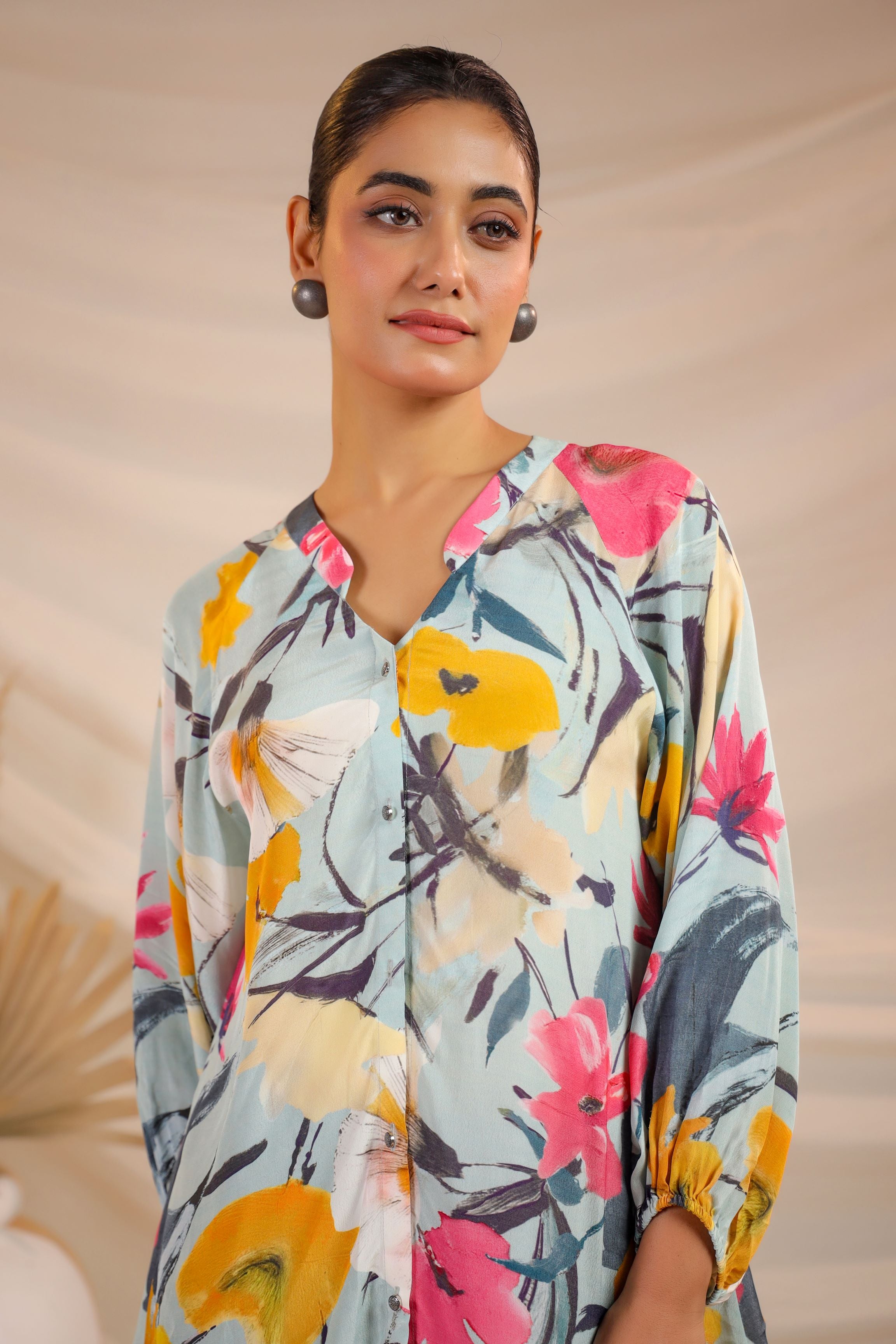 Floral Story Printed Crepe Silk Shirt