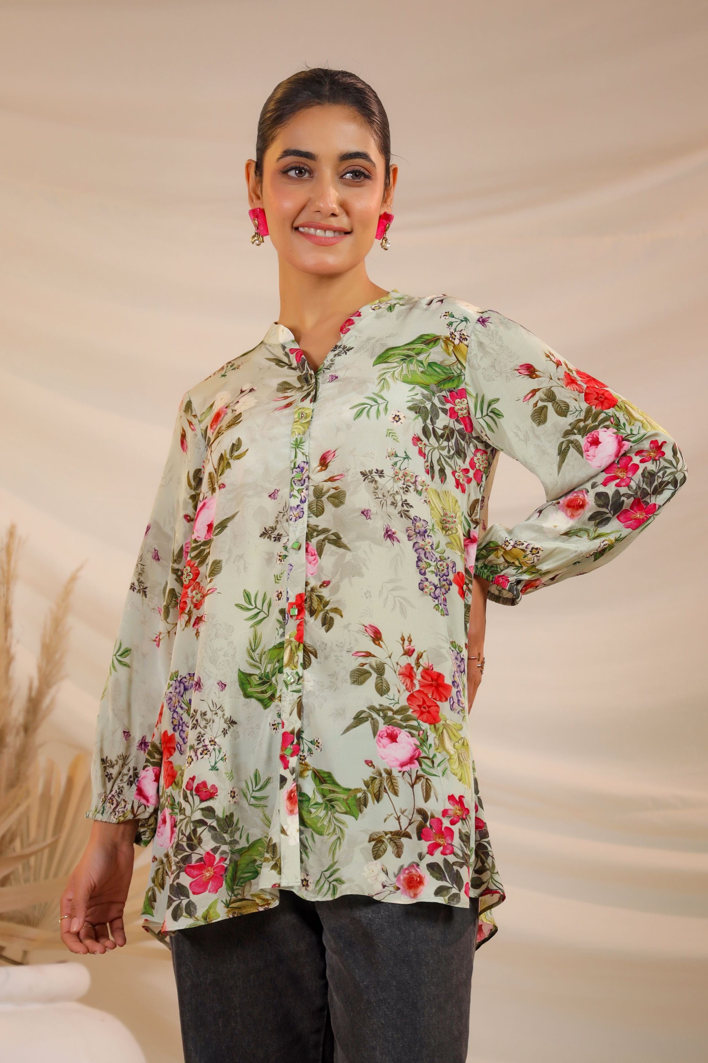 Floral Boutique Printed Crepe Silk Shirt