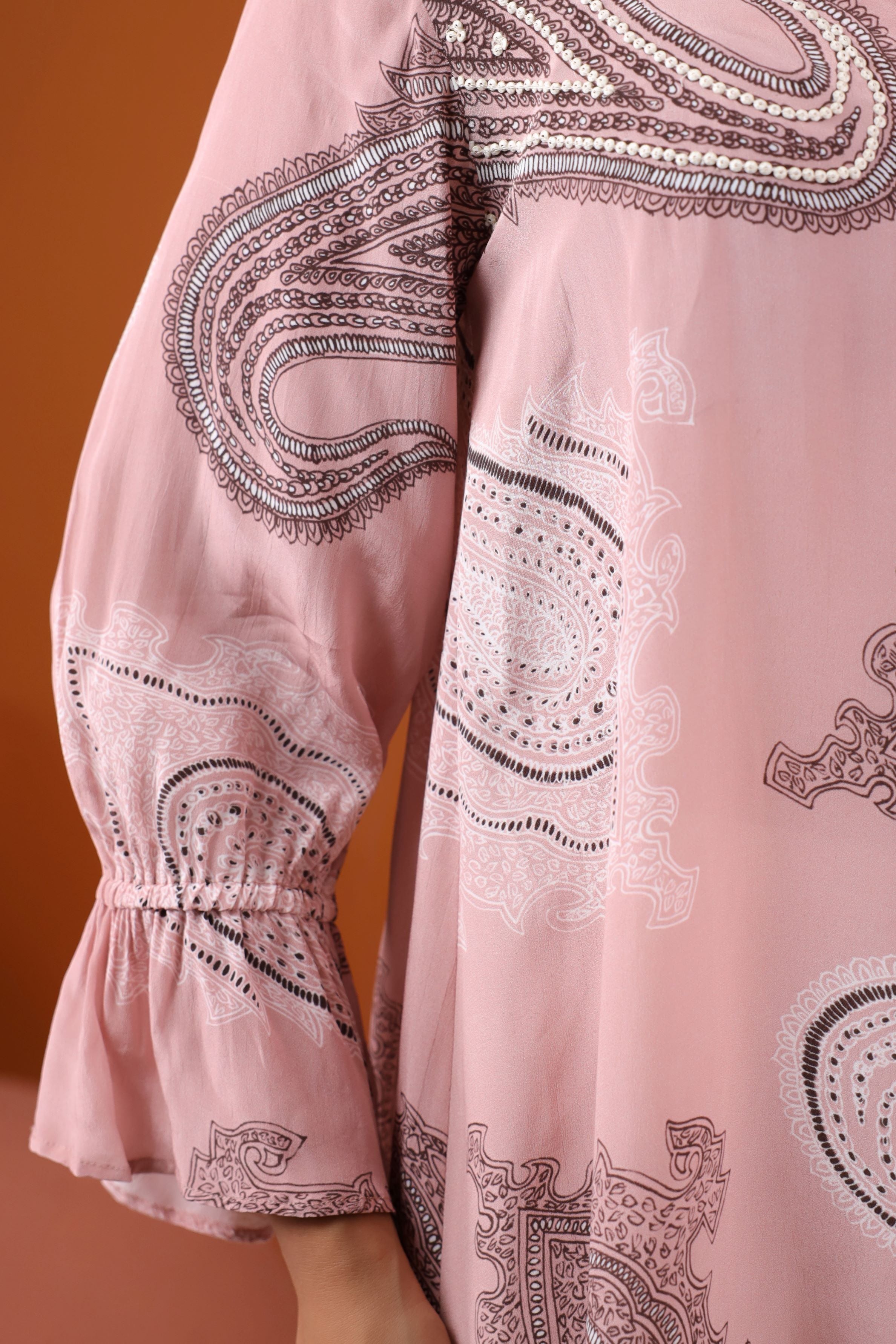 Pink Digital Printed Crepe Silk Shirt