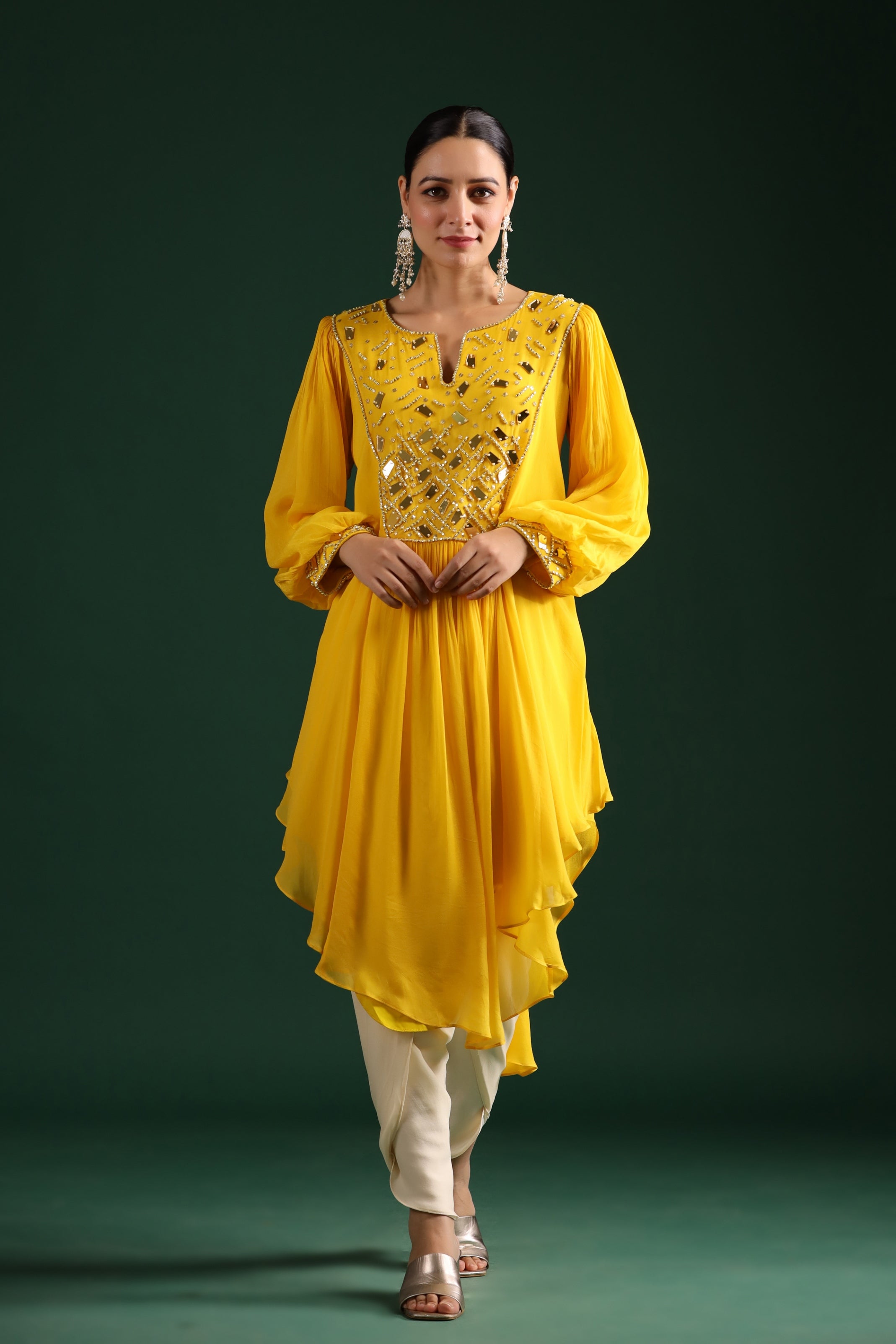 Women's Mustard Viscose Rayon Dhoti With Golden Lace - Cheera | Dhoti, Dhoti  pants, Suits for women