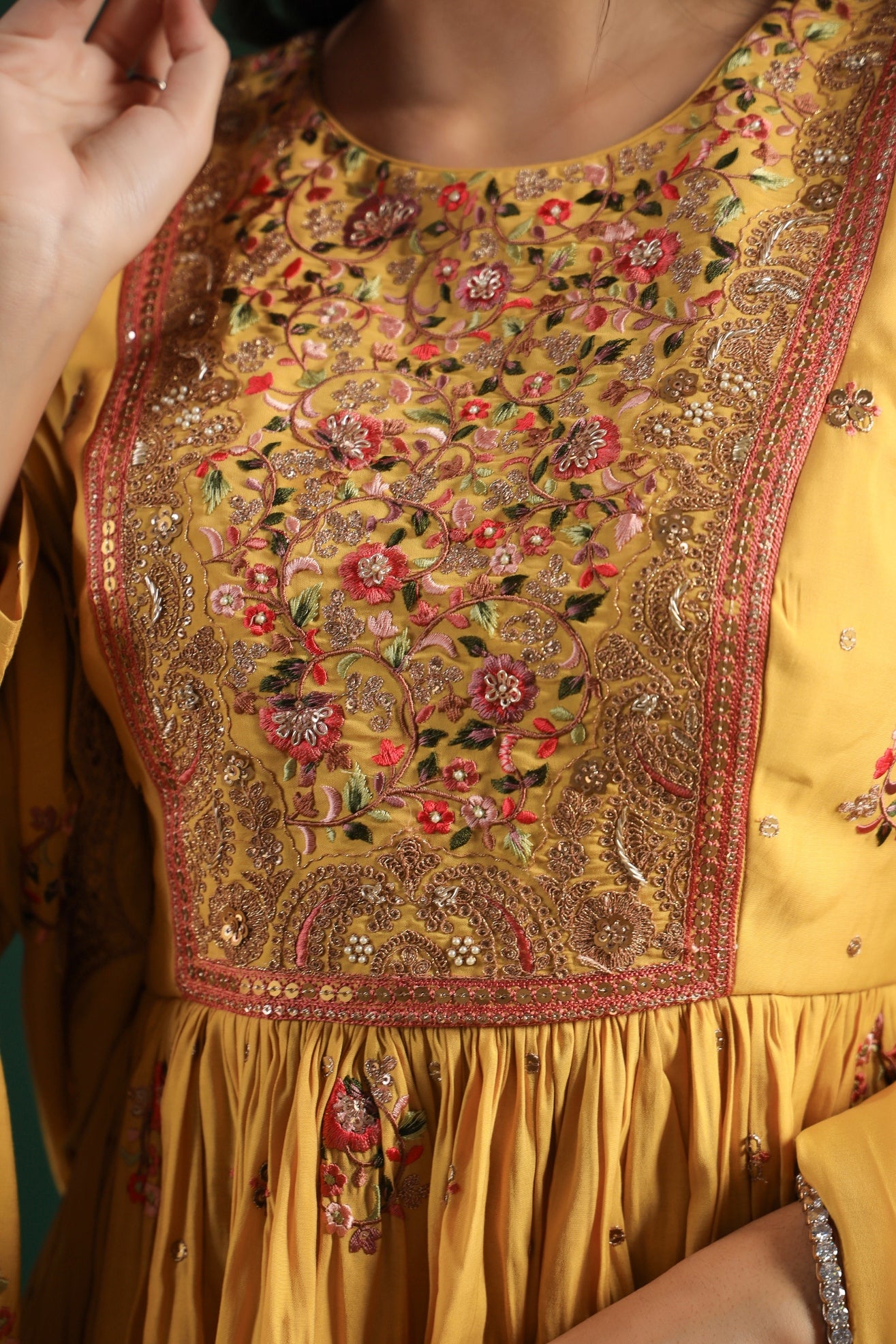 Golden Yellow Chanderi Silk Sharara Set