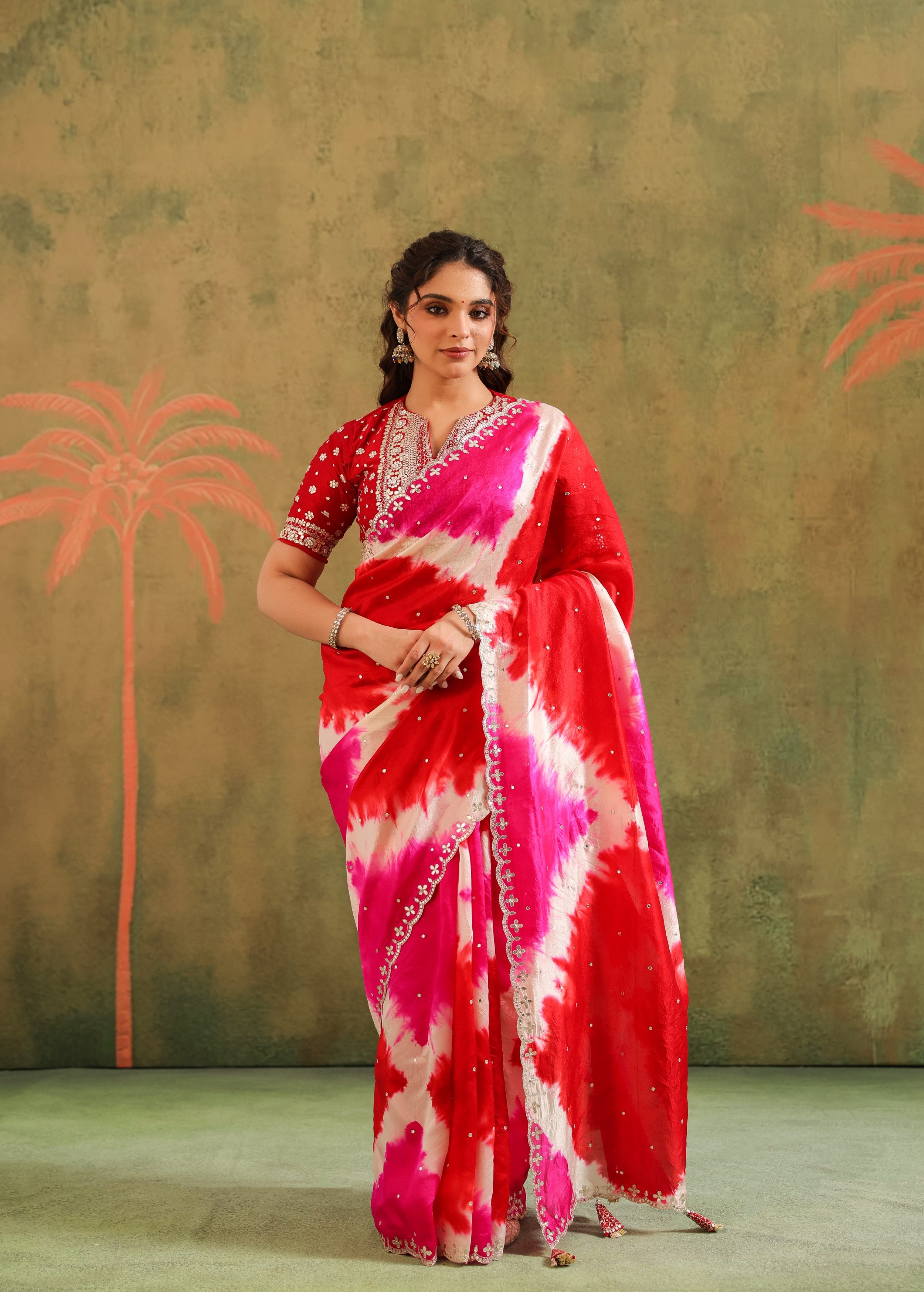 Multicolor Tie-Dye Printed Premium Silk Saree