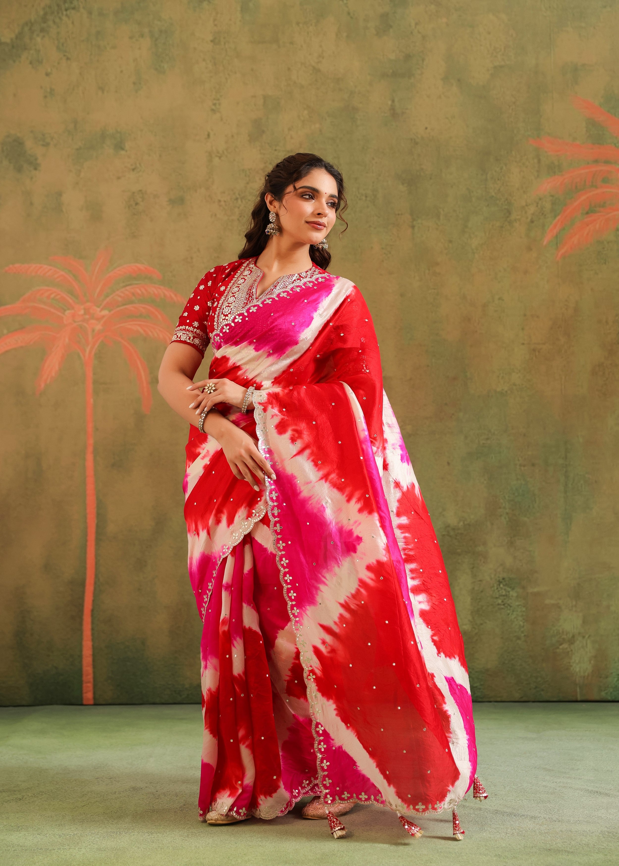 Multicolor Tie-Dye Printed Premium Silk Saree