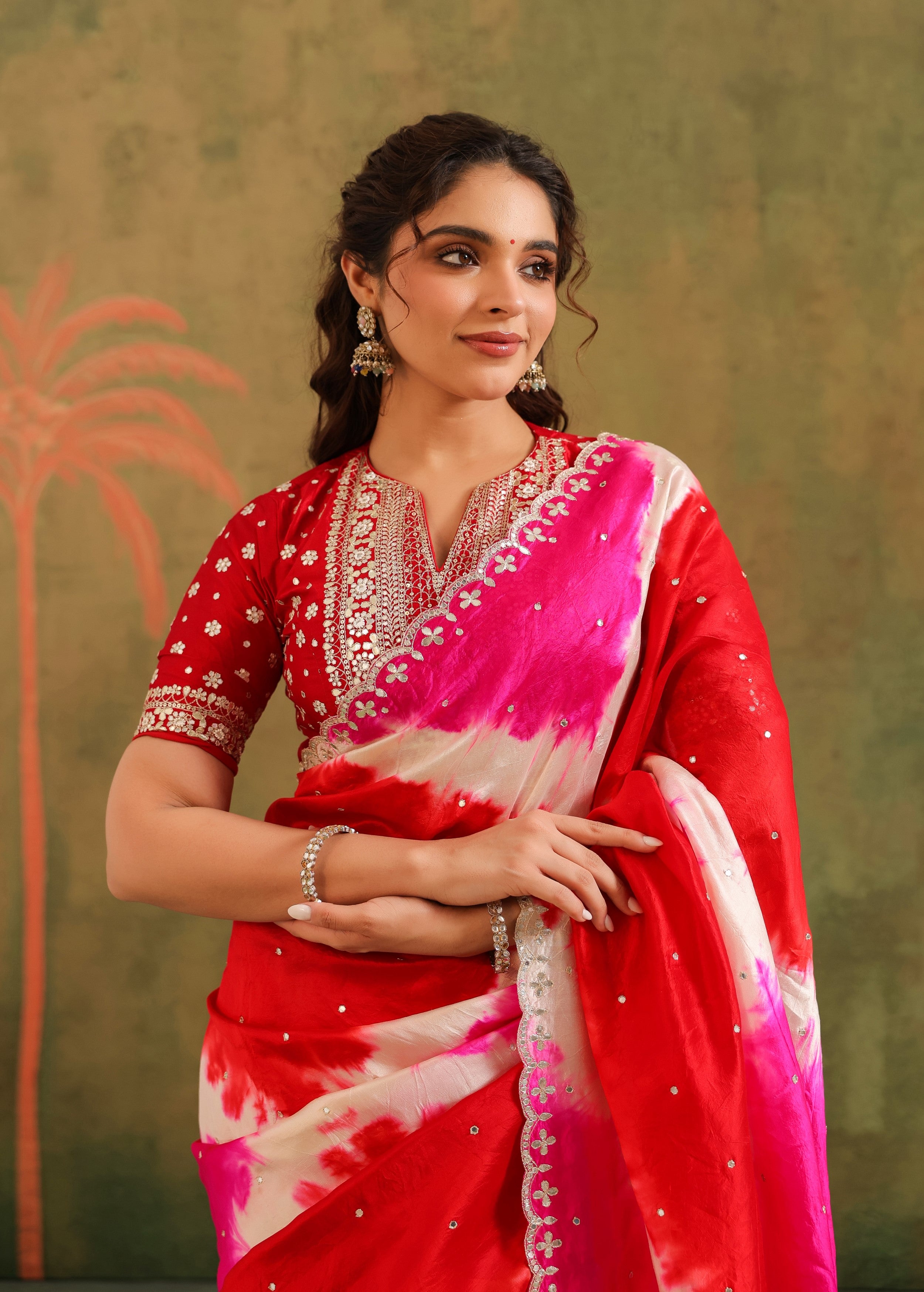 Multicolor Tie-Dye Printed Premium Silk Saree