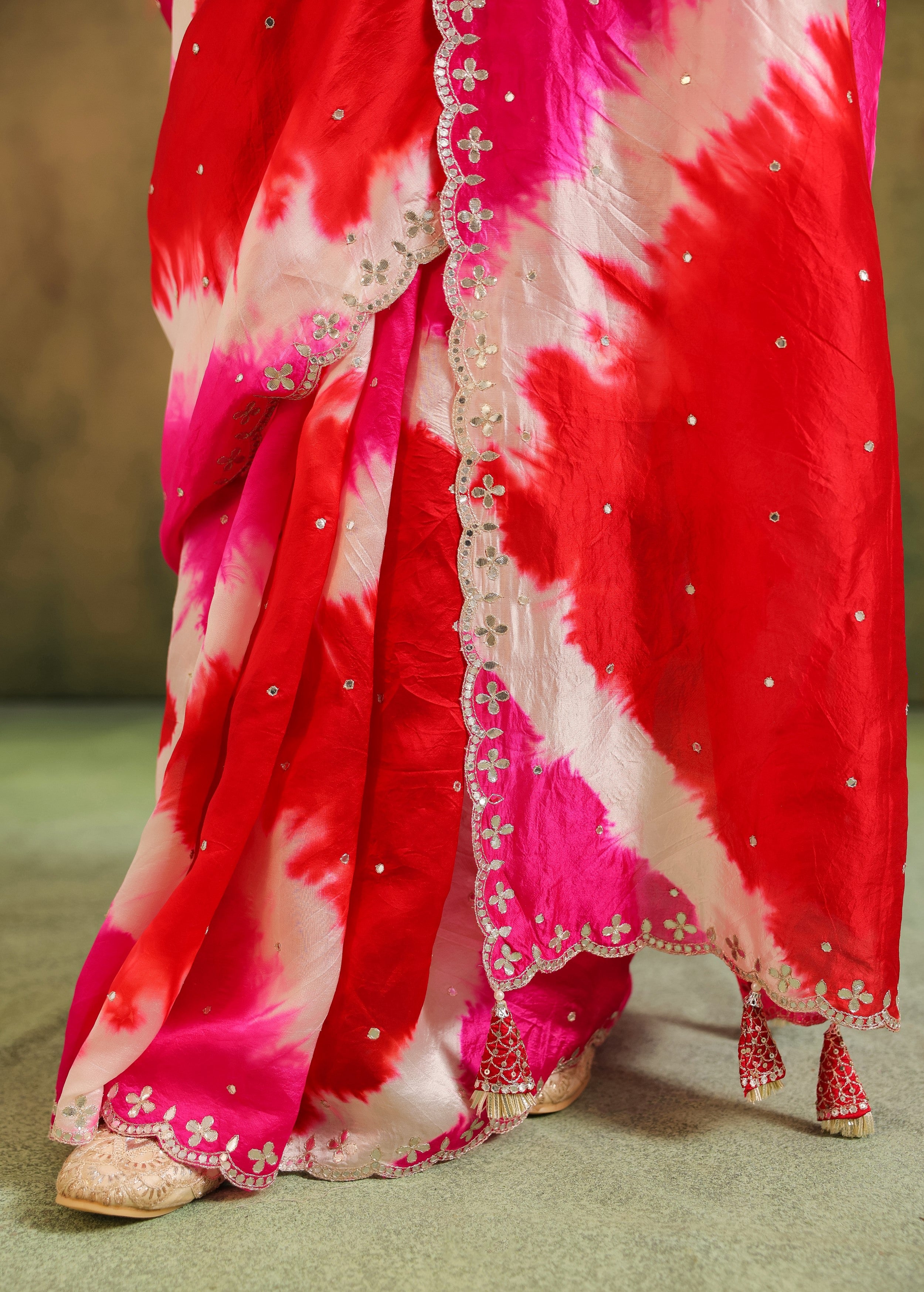 Multicolor Tie-Dye Printed Premium Silk Saree