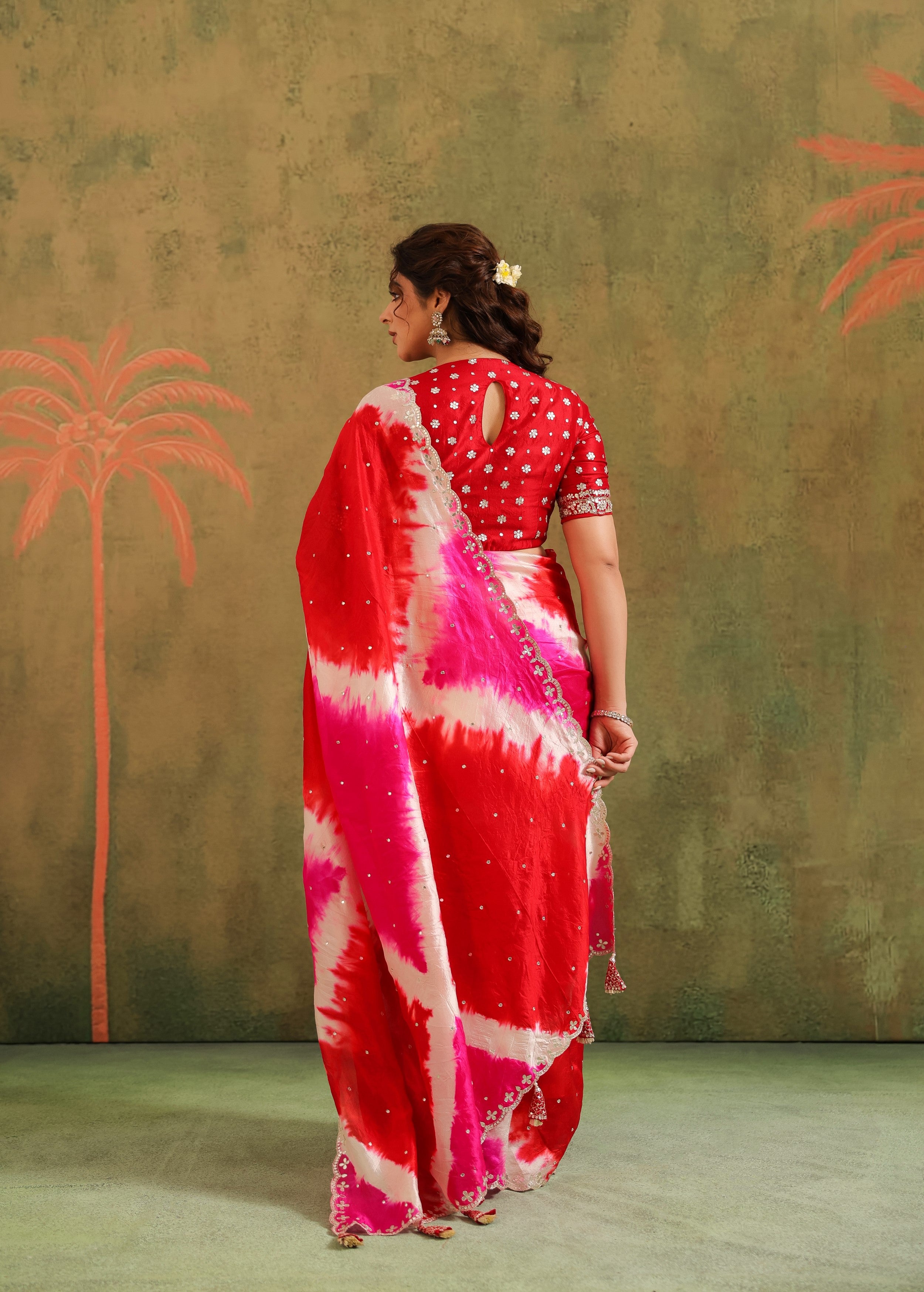 Multicolor Tie-Dye Printed Premium Silk Saree