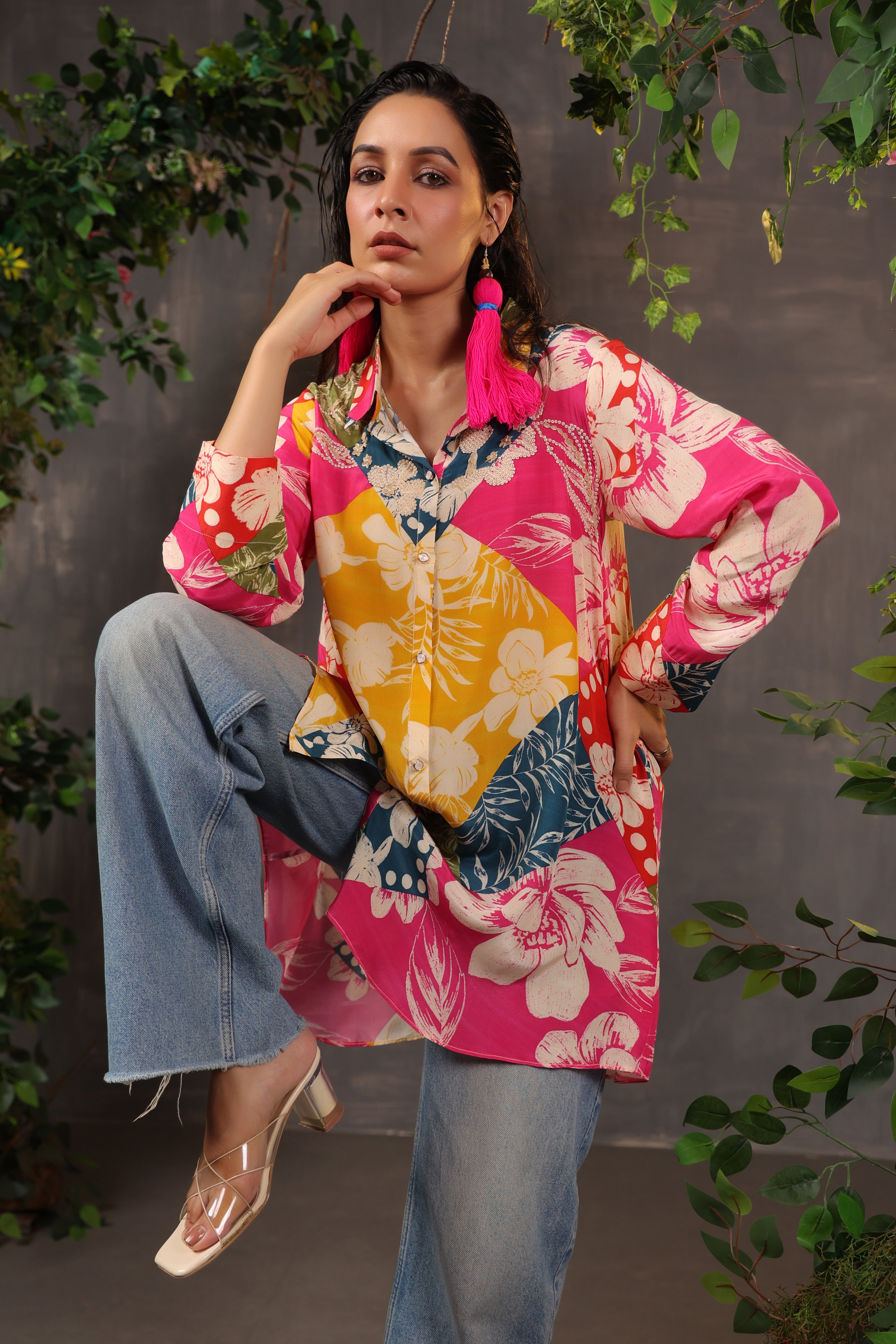 Multicolor Digital Printed Crepe Silk Shirt