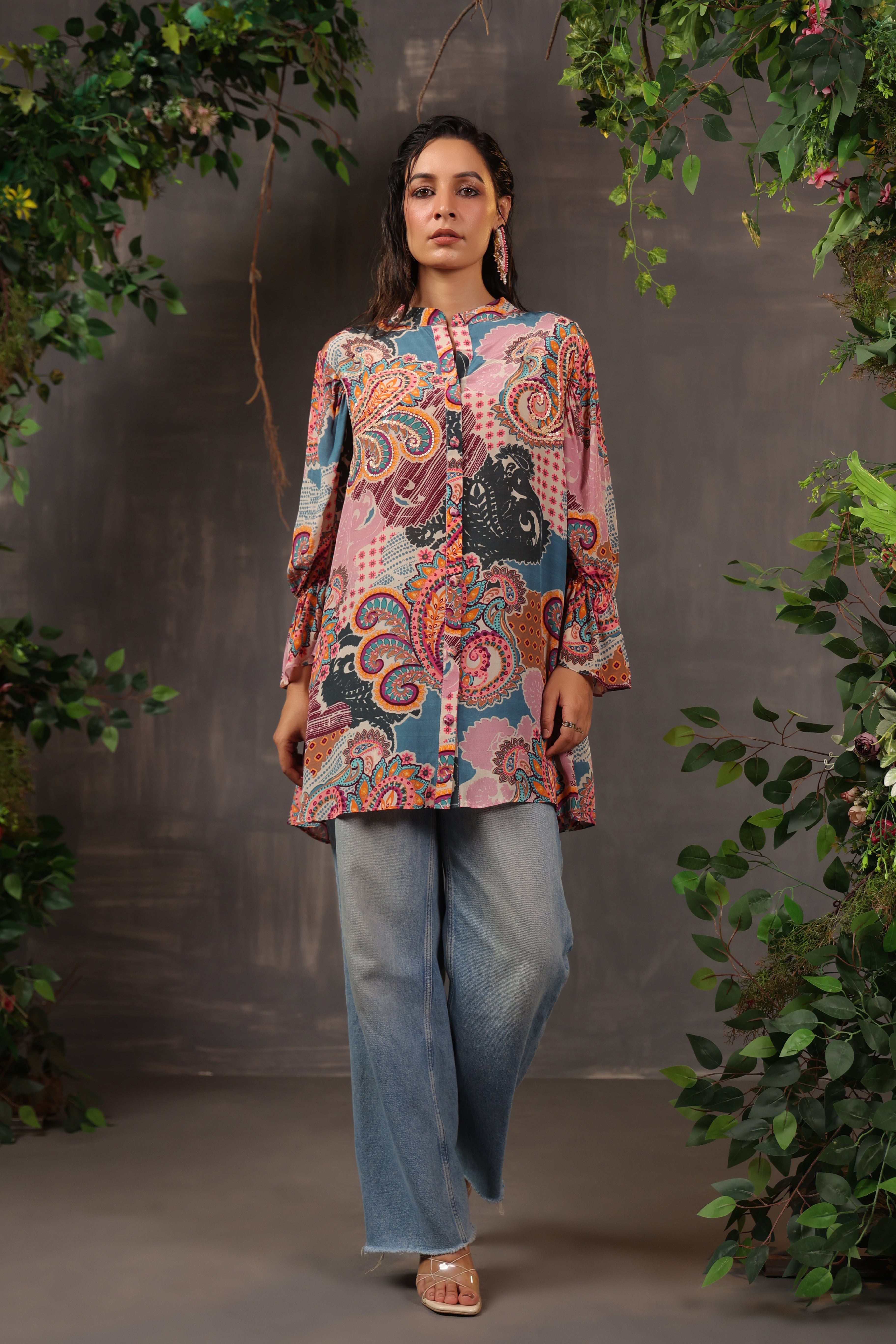 Multicolor Printed Crepe Silk Shirt