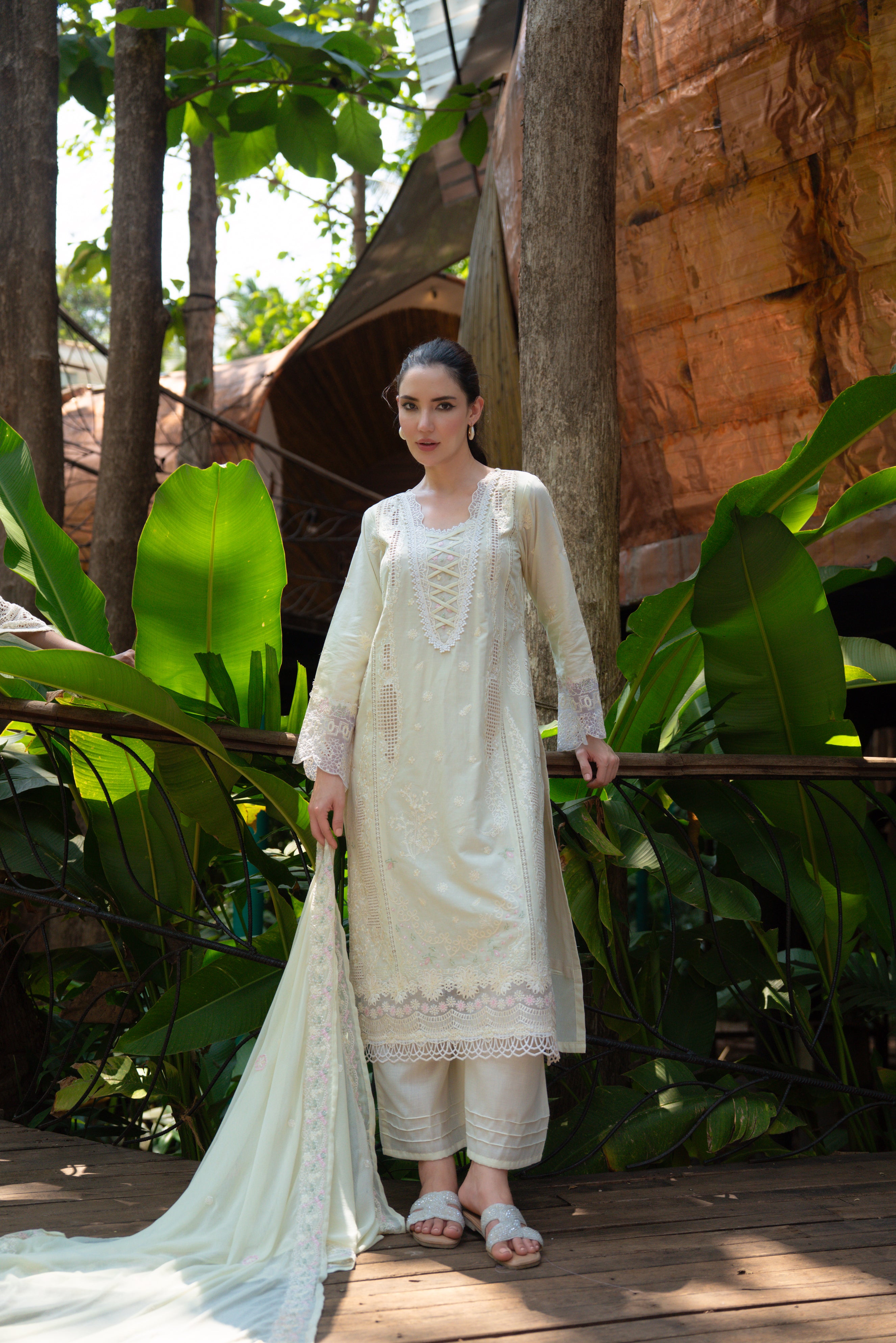 Pearl Embroidered Cotton Pant Set