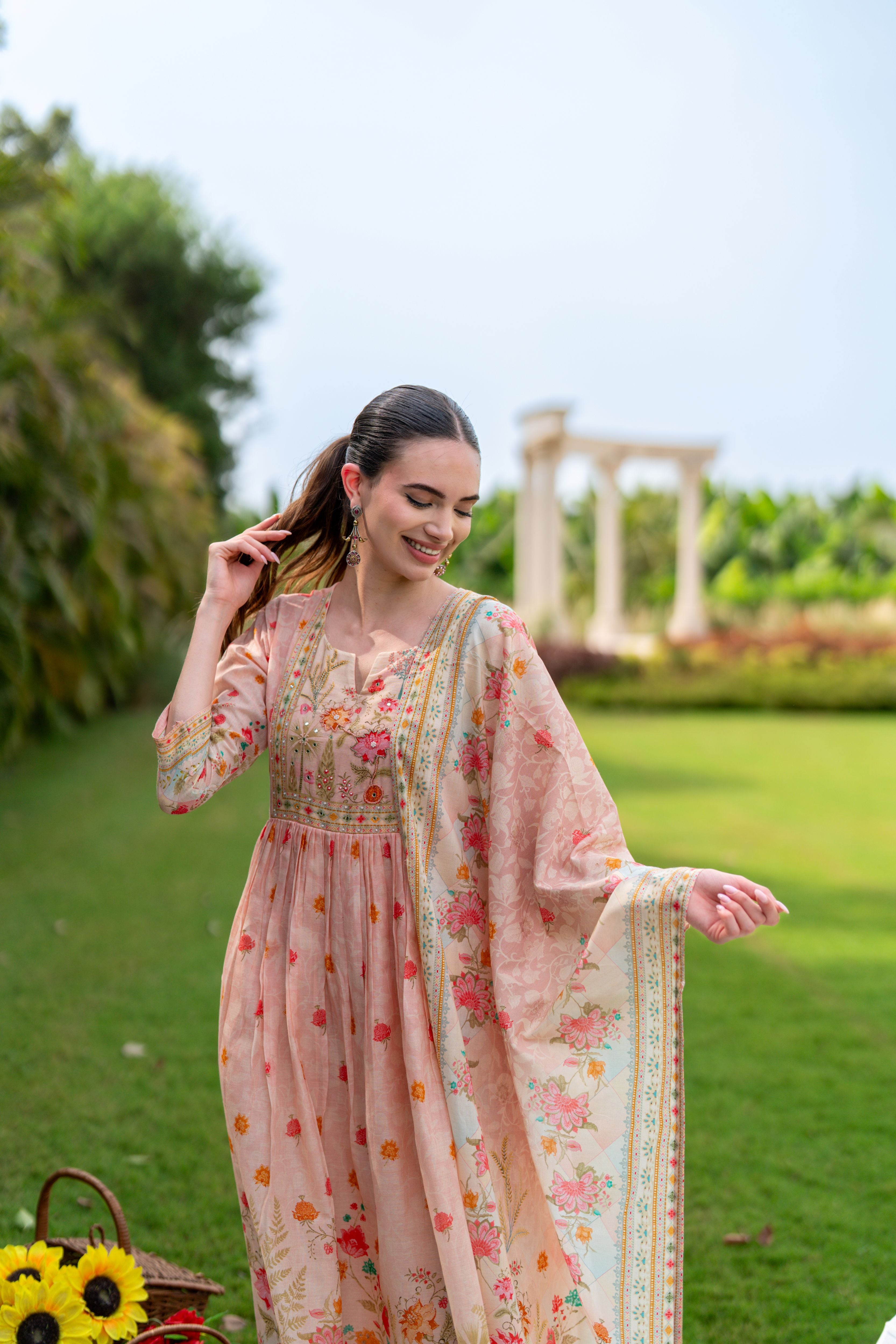 Siya Floral Printed Mul Cotton Anarkali Set