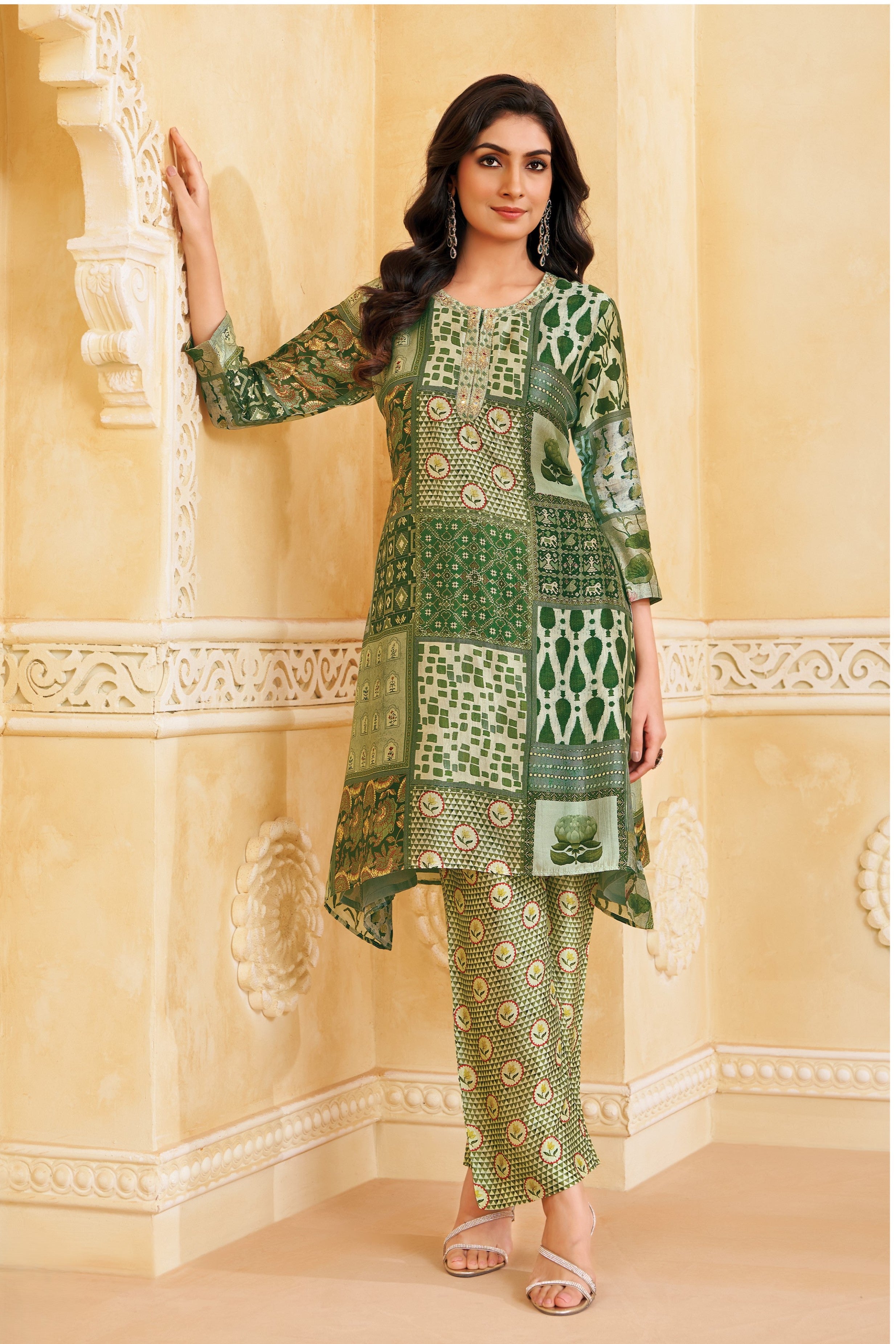 Forest Printed Georgette Tissue Silk Kurta Set