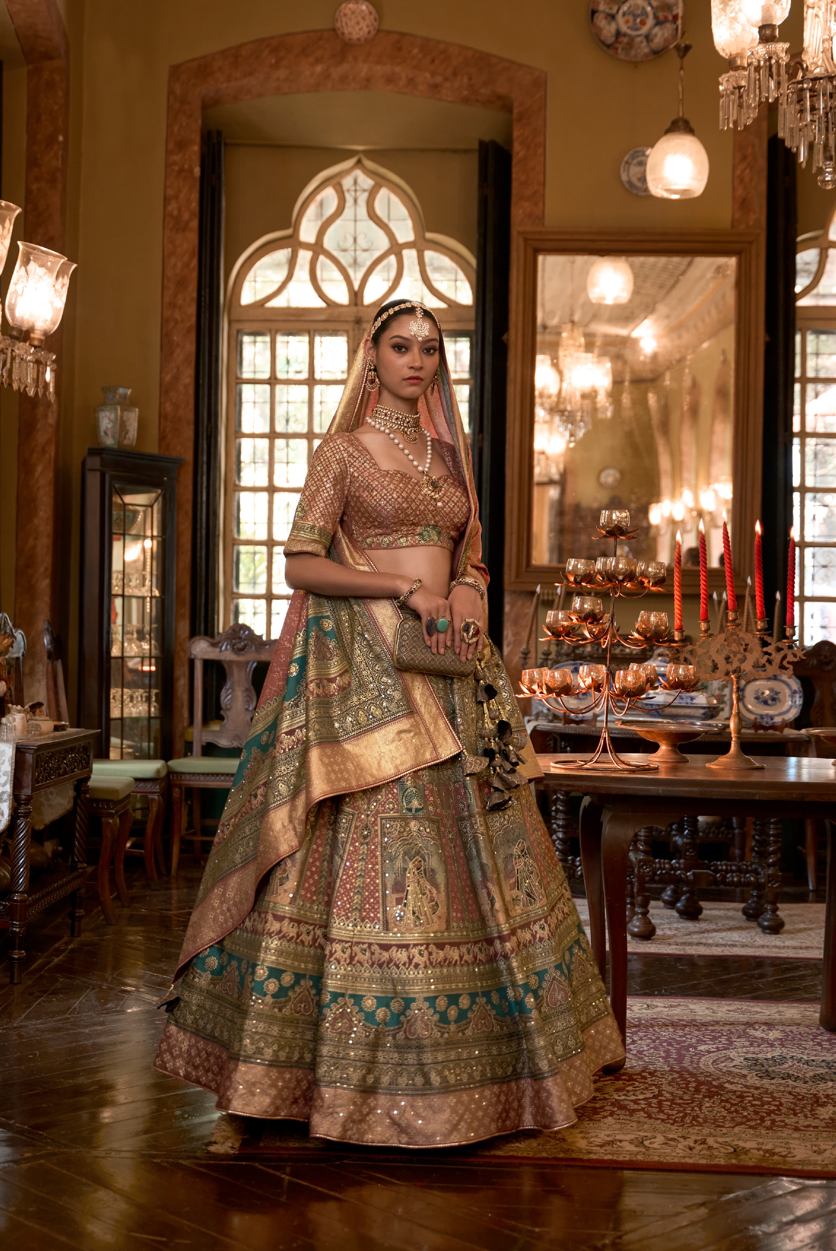 Multi Color Embellished Premium Silk Lehenga Set