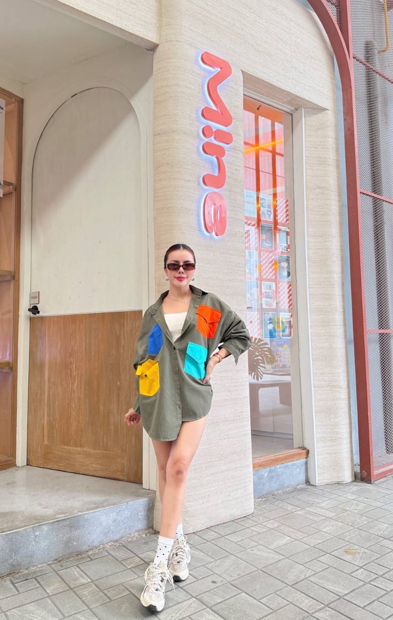 Olive Green Denim Twill Shirt Style Top