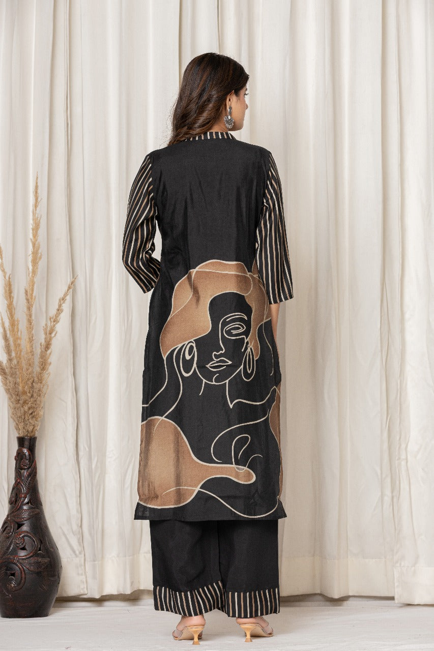 Obsidian Bloom Printed Kurta Set