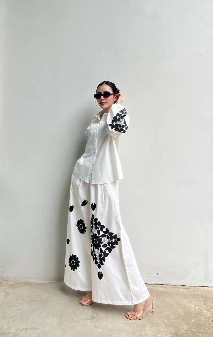 Classic White Embroidered Cotton Co-Ord Set