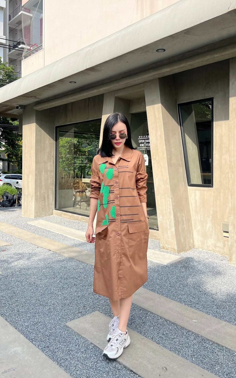 Brown Floral Strings Tunic Dress