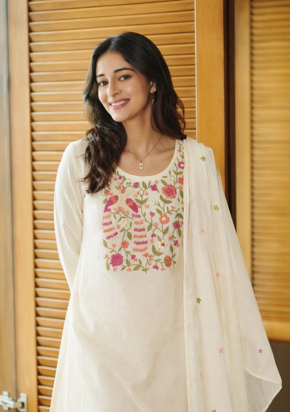 French Ivory Embroidered Cotton Co-Ord Set