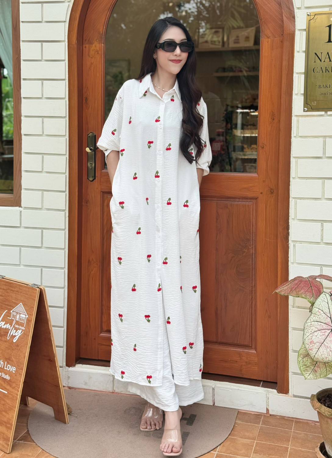 White Floral Embroidered Cotton Co-ord Set