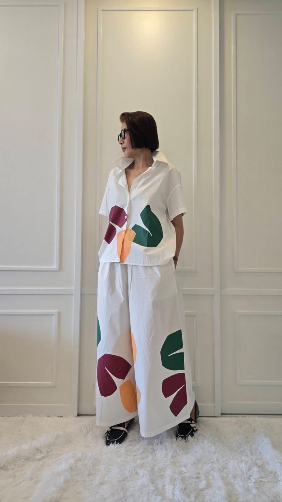 Marble White Abstract Printed Cotton Co-ord Set