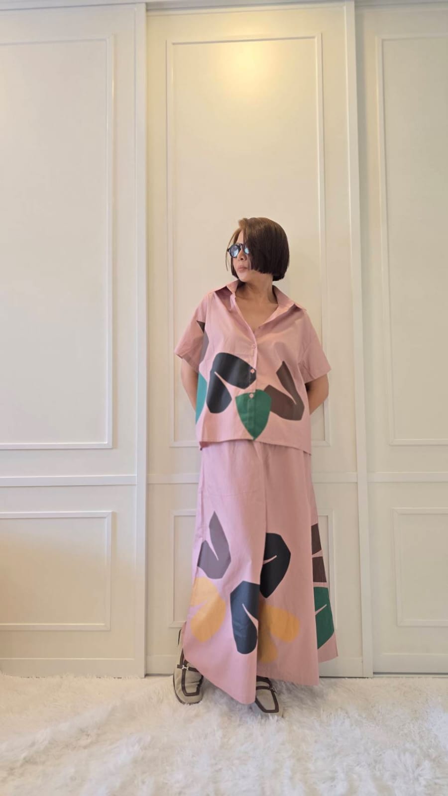 Soft Pink Abstract Printed Cotton Co-ord Set