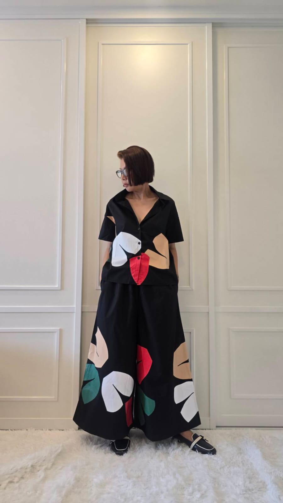 Classic Black. Abstract Printed Cotton Co-ord Set