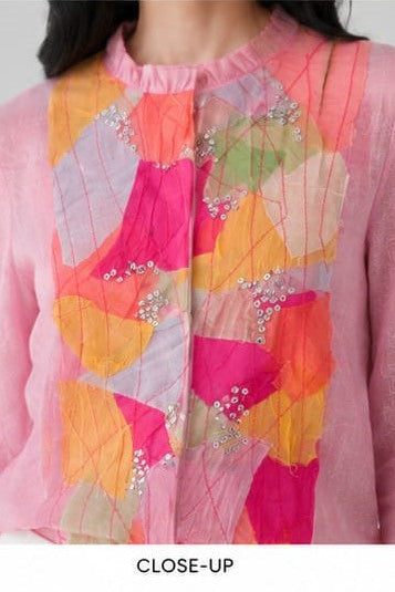 Mosaic Embellished Mul-Chanderi Silk Shirt