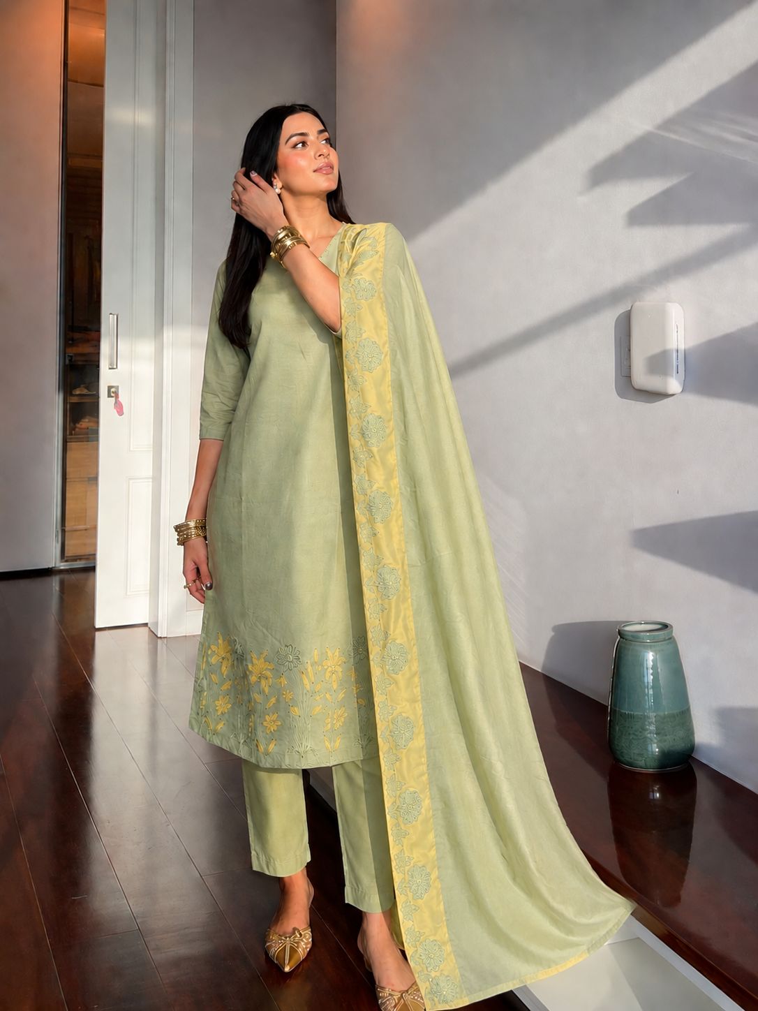 Gilded Citrus Cotton Pant Set