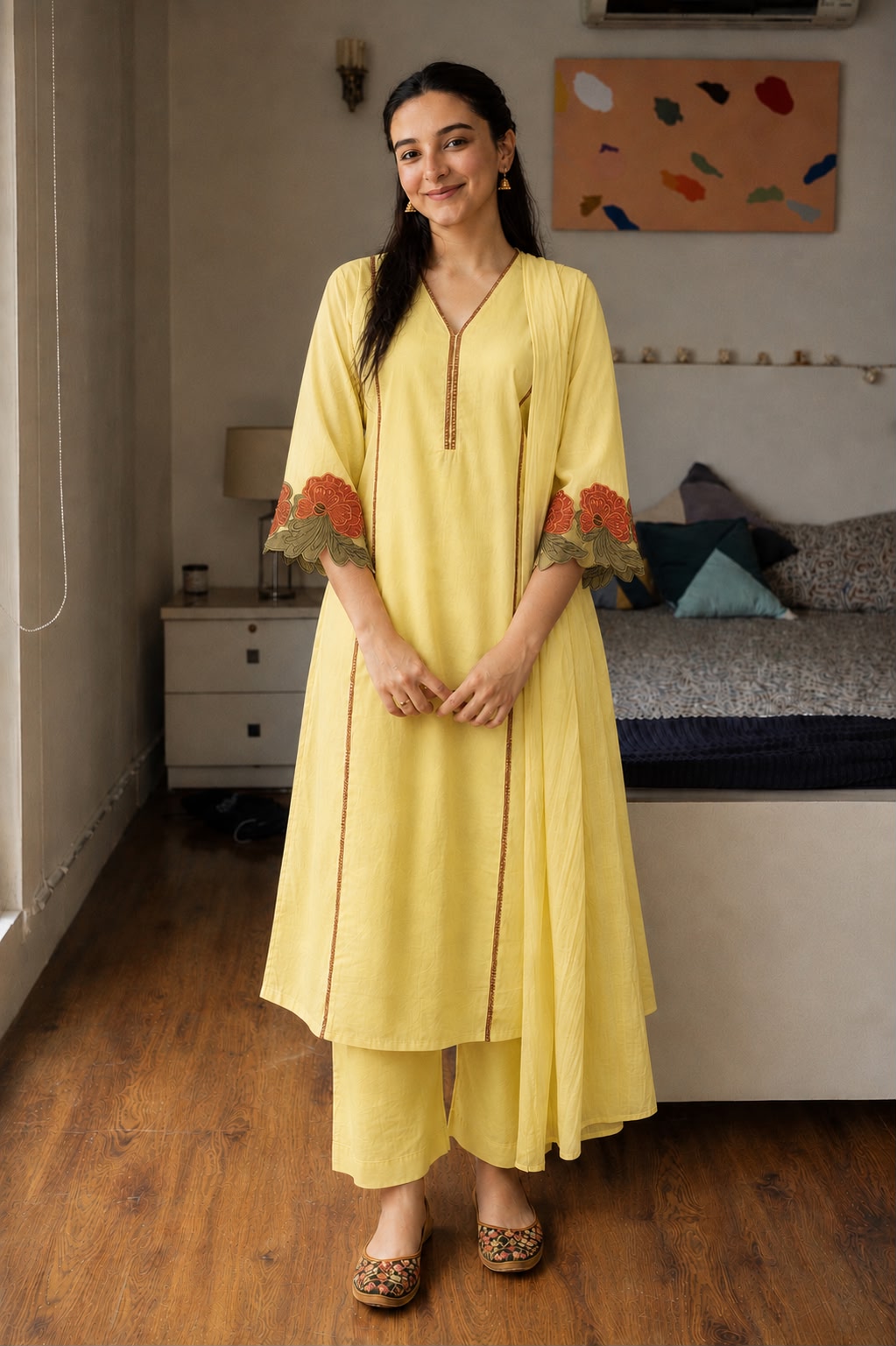 Primrose Applique Cotton Pant Set