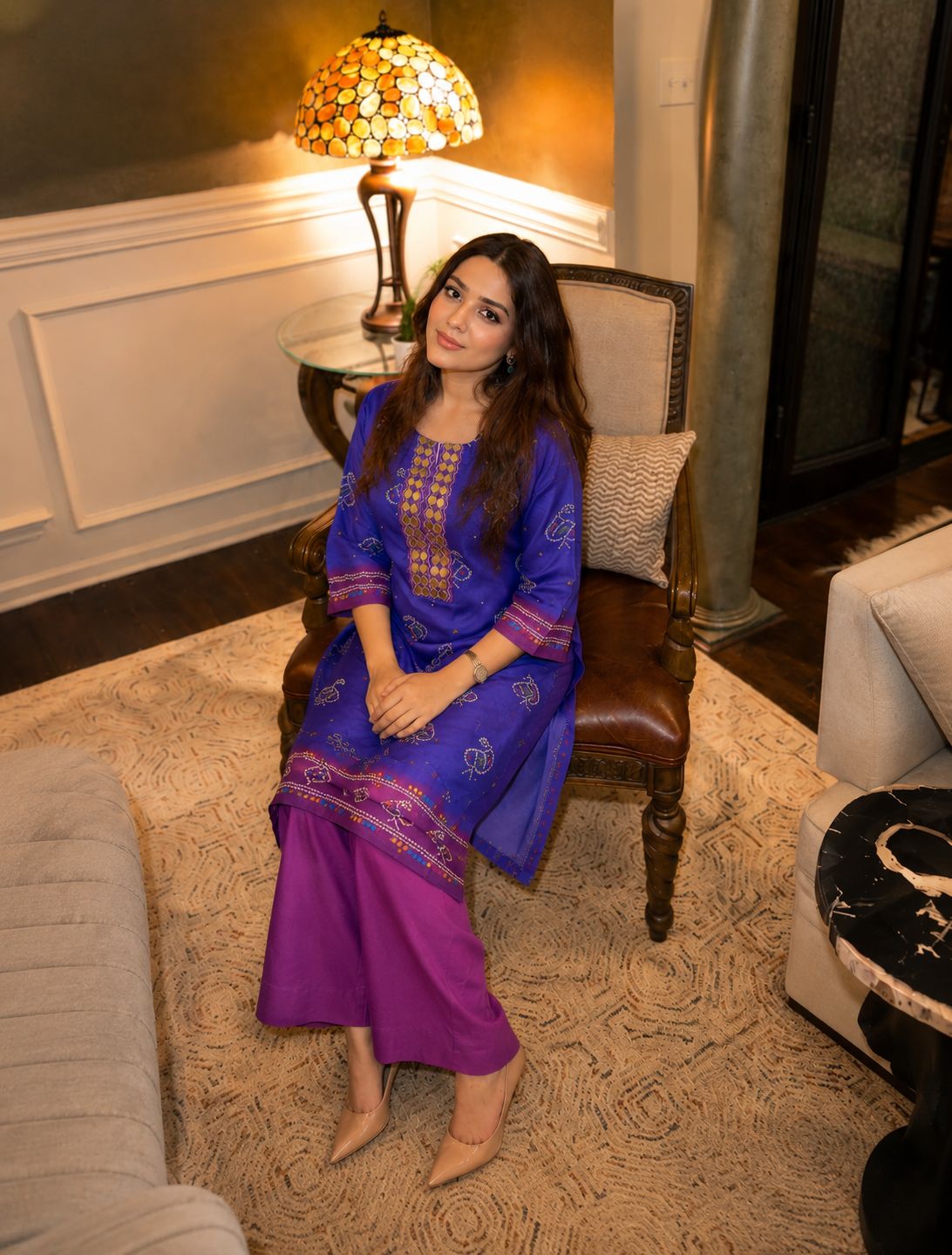 Royal Bandhani Printed Muslin Silk Palazzo Set