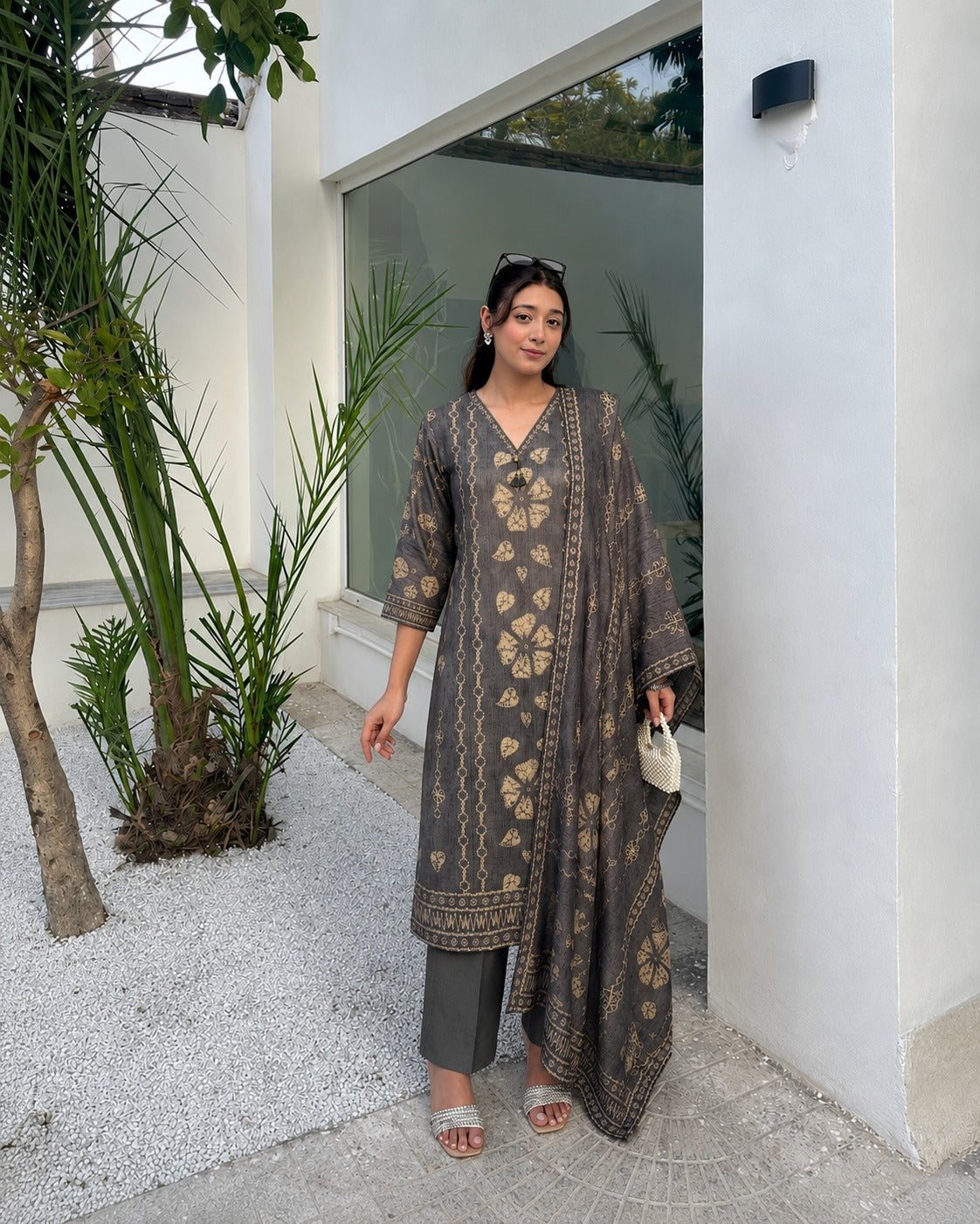 Ochre Shibori Printed Linen Pant Set