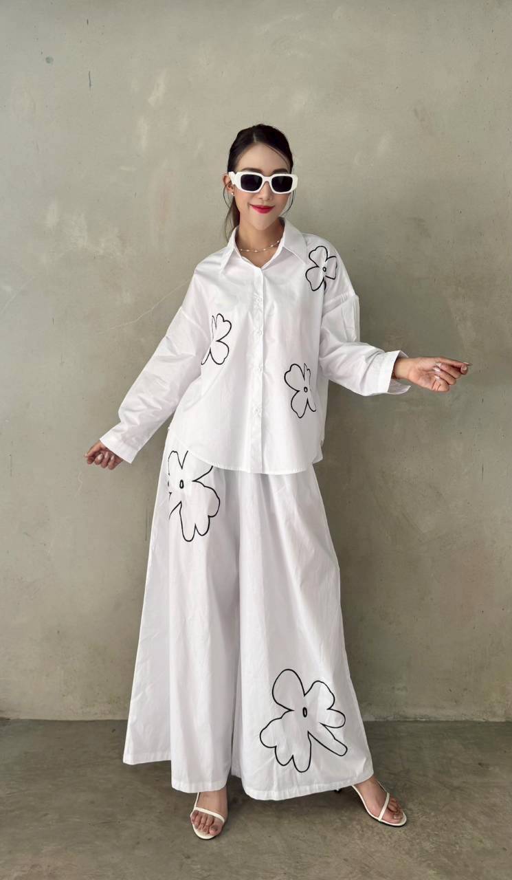 White Floral Embroidered Co-Ord Set