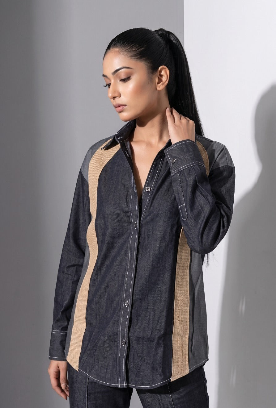 Obsidian Muse Paneled Denim Co-Ord Set