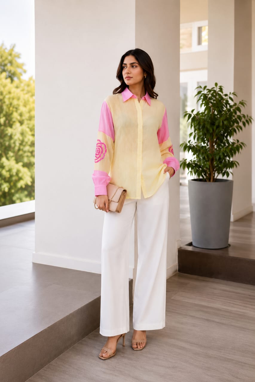 Primrose Embellished Mul-Chanderi Shirt