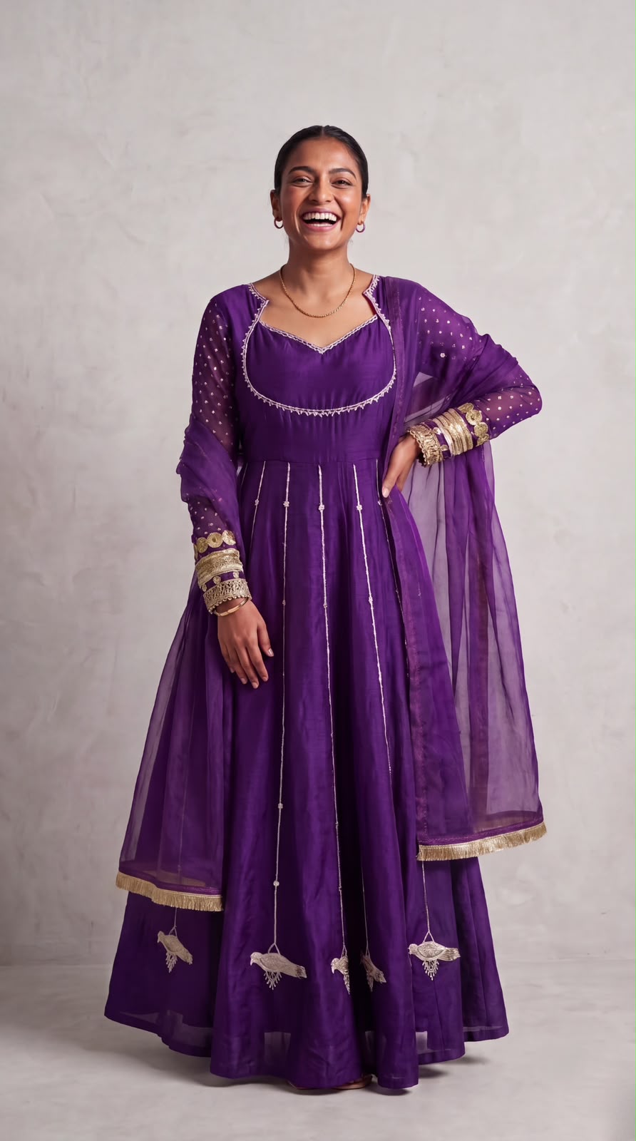 Imperial Solid Embellished Dola Silk Anarkali