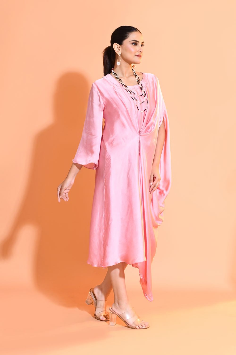 Blush Pink Embellished Premium Georgette Dress