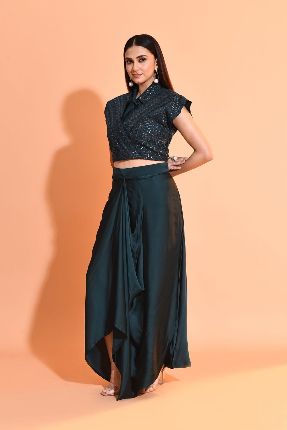 Emerald Embellished Premium Georgette Skirt Set