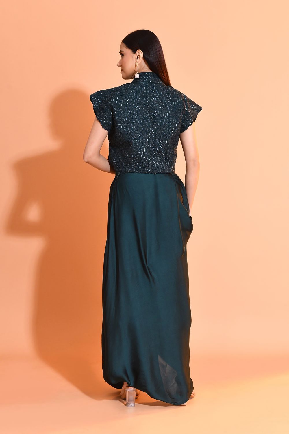 Emerald Embellished Premium Georgette Skirt Set