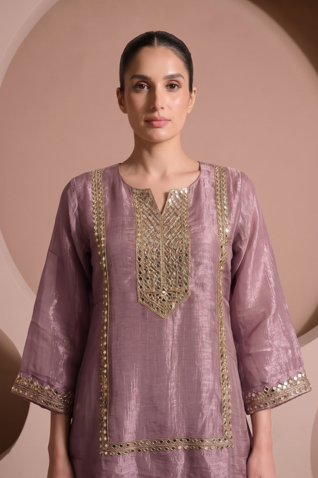 Dusty Lilac Embellished Tissue Silk Palazzo Set