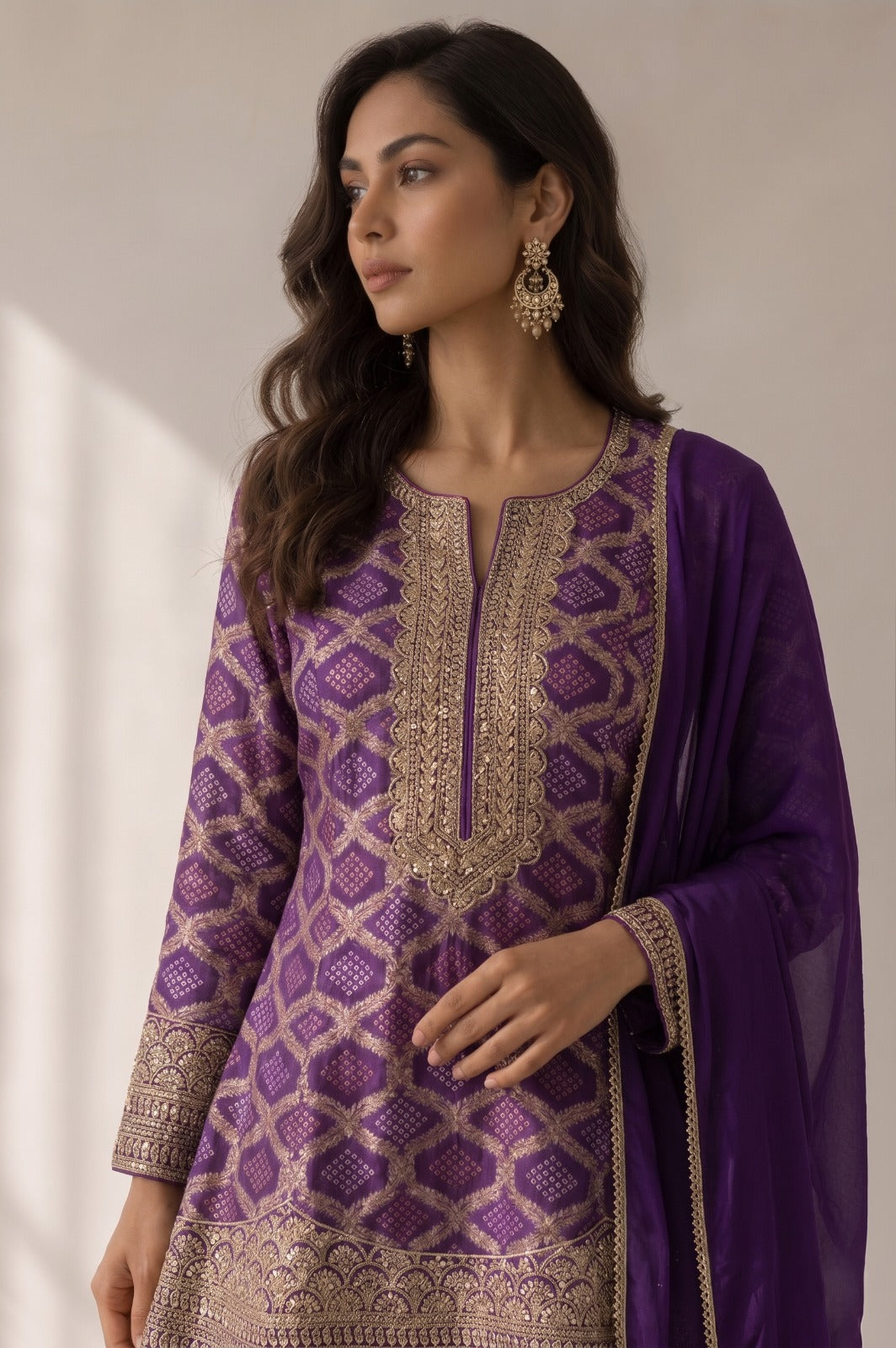 Royal Purple Embellished Georgette Silk Salwar Set