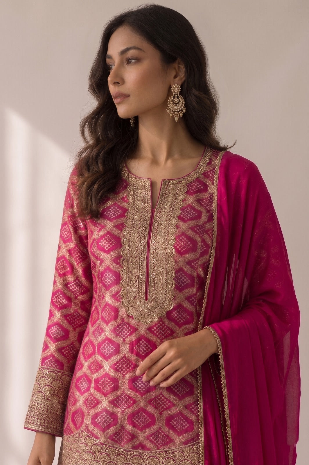 Rani Pink Embellished Georgette Silk Salwar Set