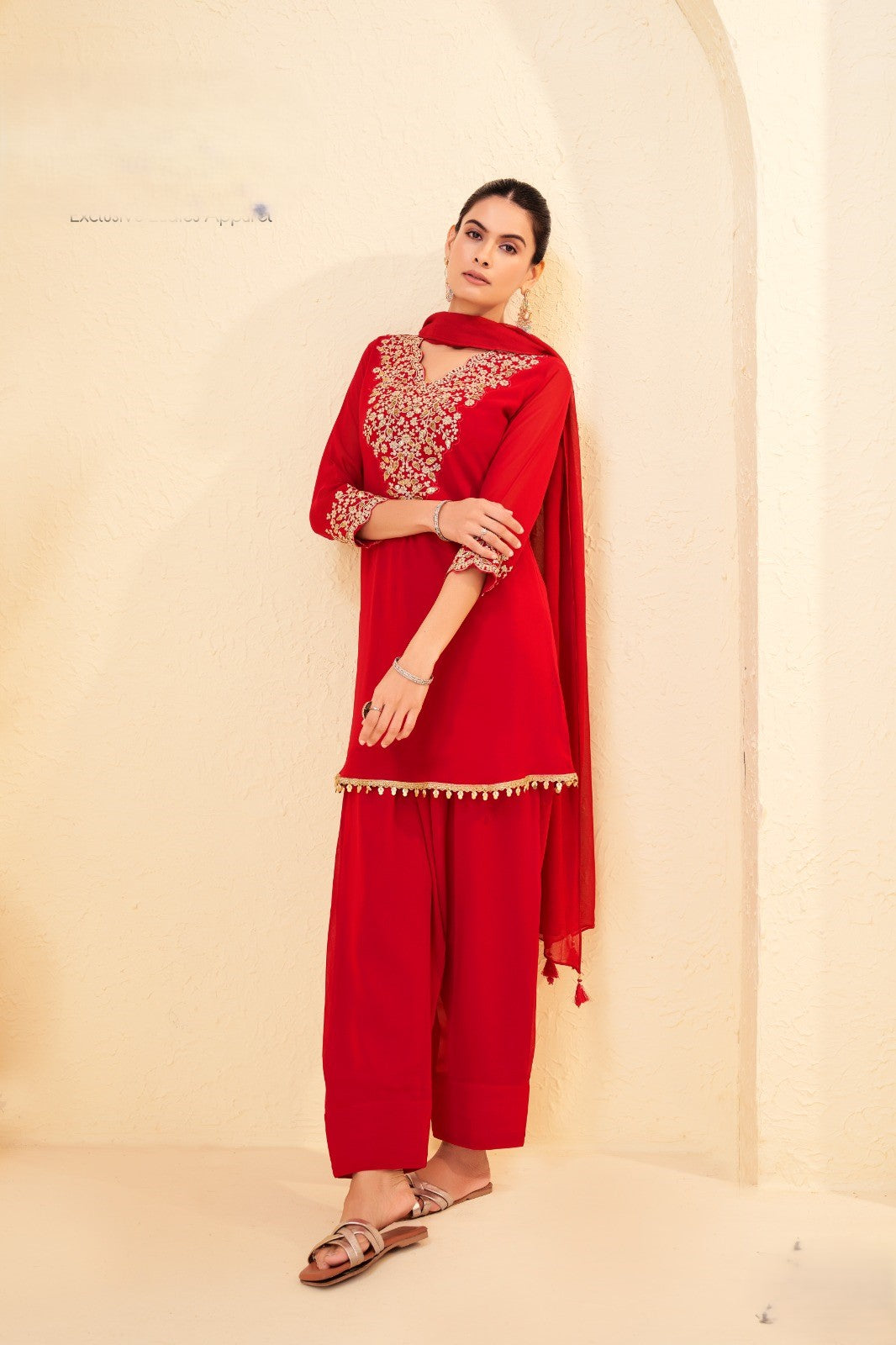 Raspberry Embellished Georgette Silk Salwar Set