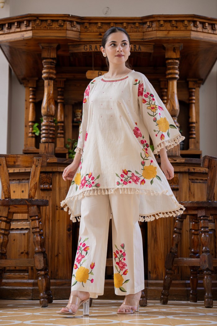 Frost Ivory Embroidered Cotton Co-Ord Set