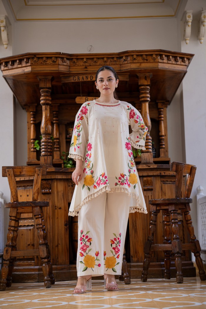 Frost Ivory Embroidered Cotton Co-Ord Set