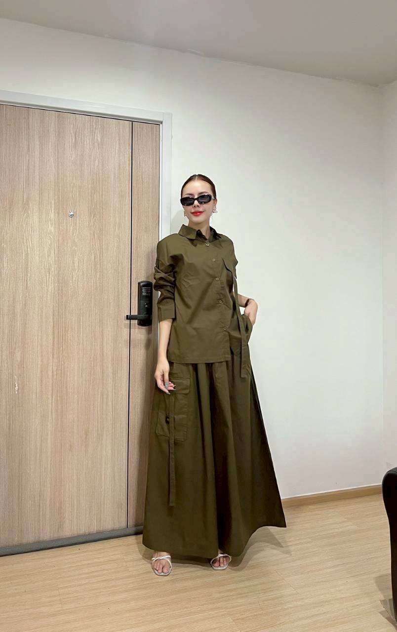 Army Green Cotton Co-Ord Set