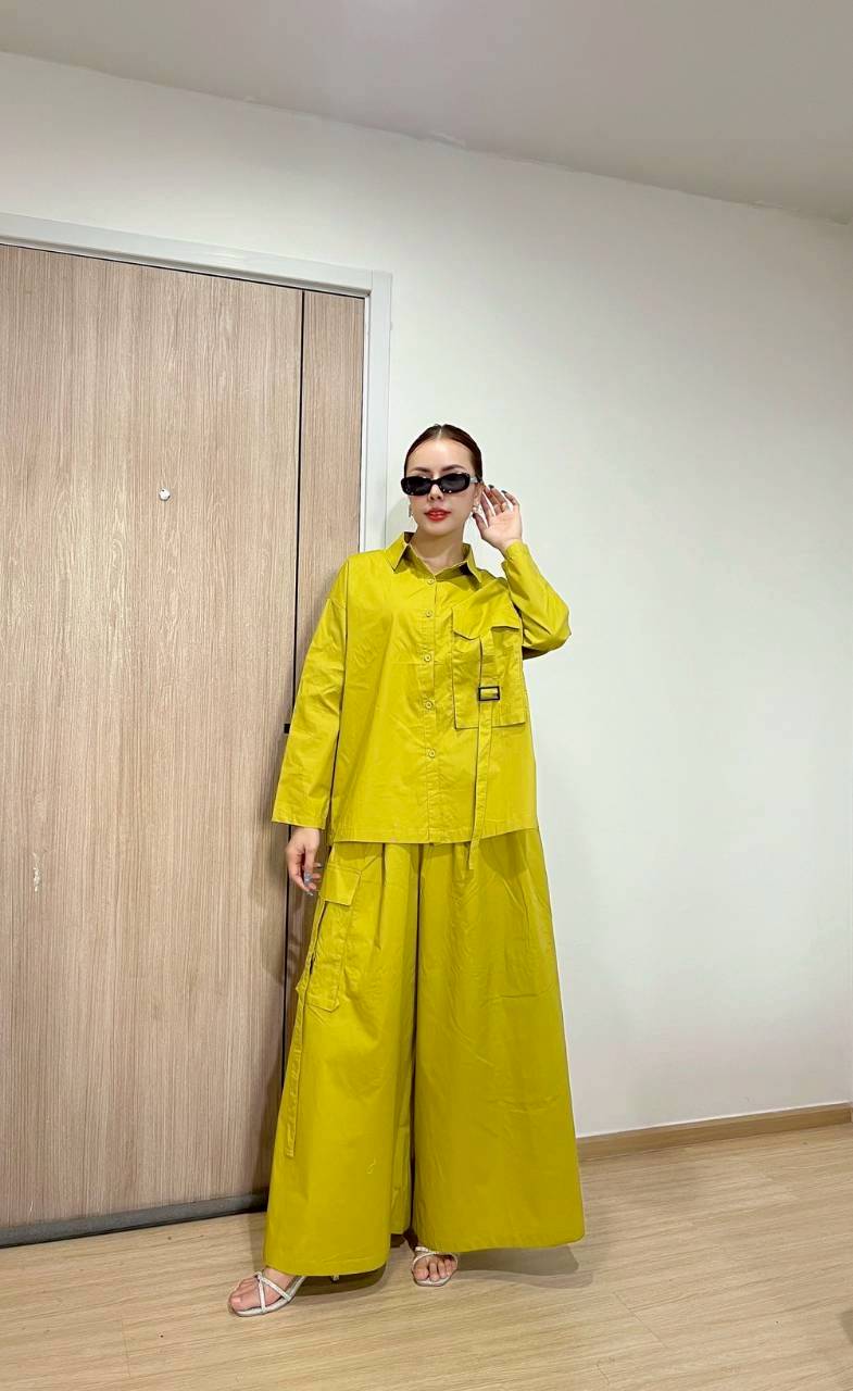 Chartreuse Green Cotton Co-Ord Set