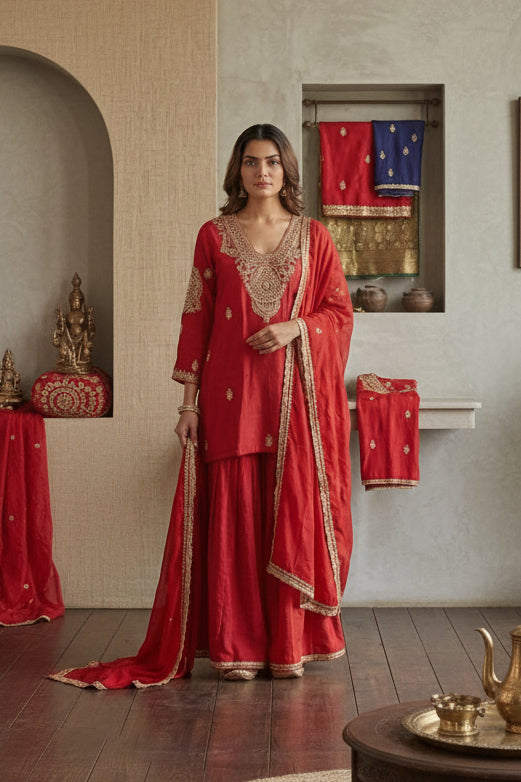 Crimson Aura Palazzo Set