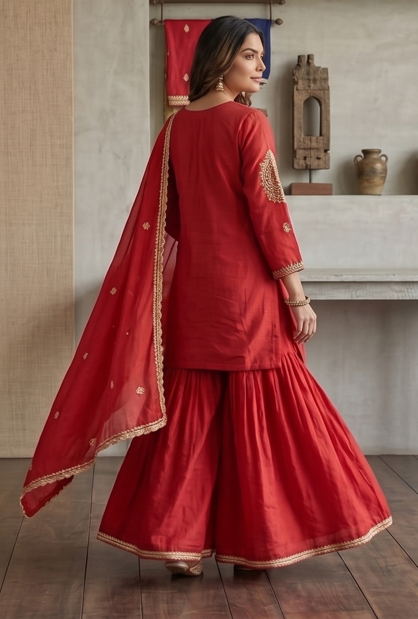 Crimson Aura Palazzo Set